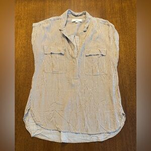 LOFT Sleeveless Blouse with Tan and White Stripes